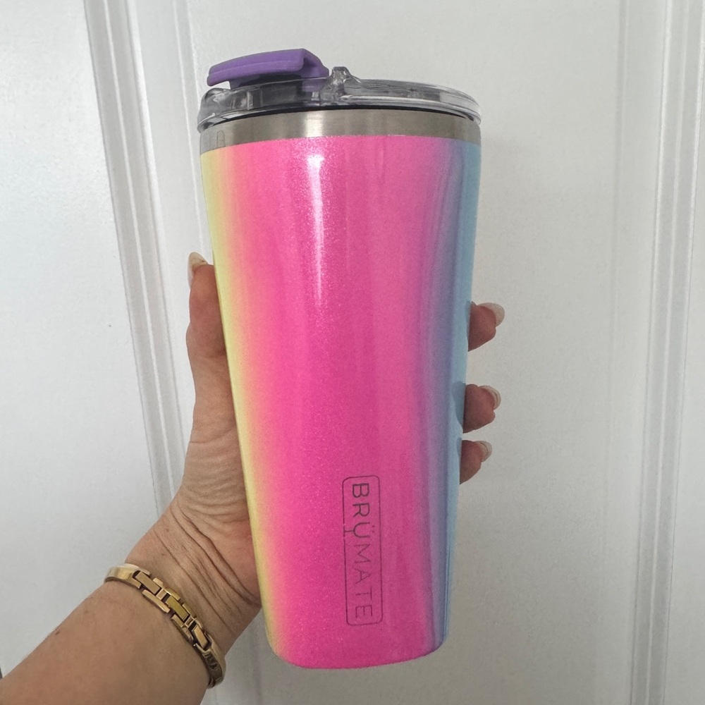BrüMate Glitter Rainbow Imperial Pint Tumbler with Muv lid